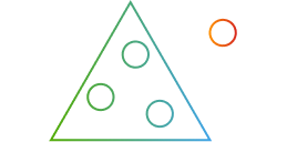 A multi-colored geometric icon symbol