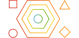 A multi-colored geometric icon symbol